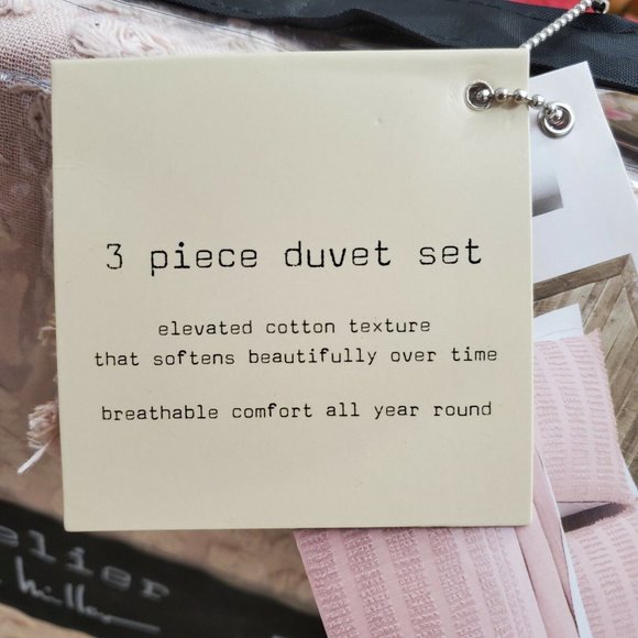 Artelier Nicole Miller Pink Elevated Cotton Texture 3 Piece Full/Queen Duvet Set - Picture 5 of 9